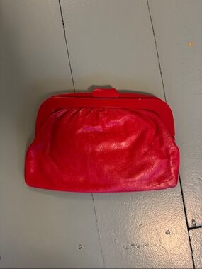 Vintage leather Red Women's Clutch Bag